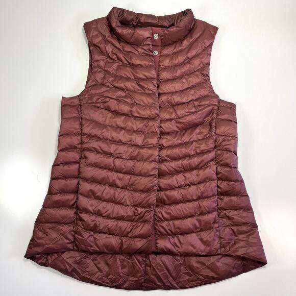 Athleta XS Downkind Vest Burgundy Lightweight Packable Down Puffer Mauve Berry - Picture 11 of 11